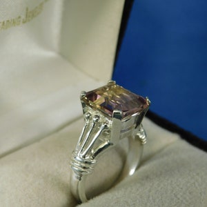 5.32 ct. Emerald Cut Ametrine Ring Sterling Silver