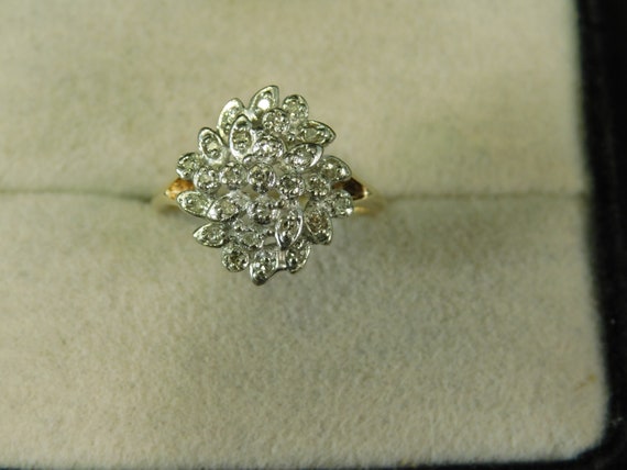 Vintage .20 ct. Diamond Cluster Ring 10k Solid Ye… - image 4