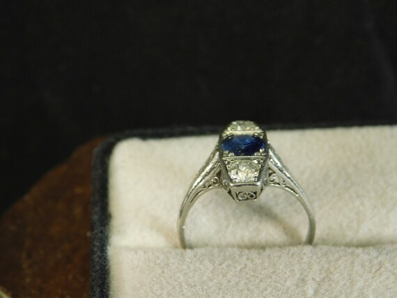 Estate .75 ct. Cushion Sapphire and Mine Cut Diam… - image 4