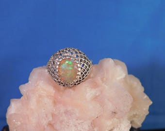 Custom 1.84 Ct. Oval Faceted Ethiopian Opal Vintage Style Lattice Setting