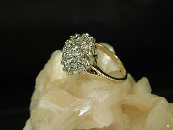 Vintage .20 ct. Diamond Cluster Ring 10k Solid Ye… - image 3