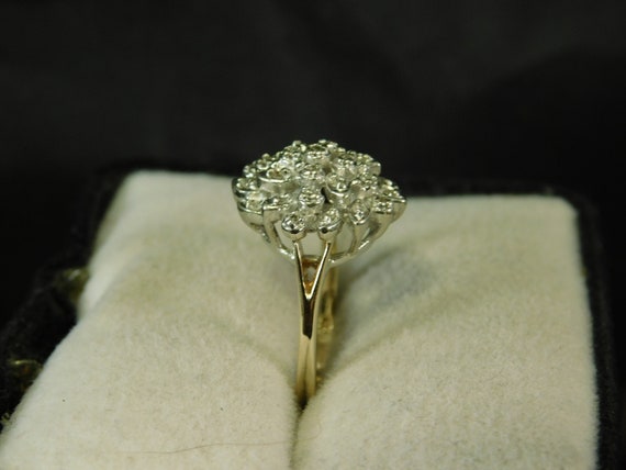 Vintage .20 ct. Diamond Cluster Ring 10k Solid Ye… - image 7