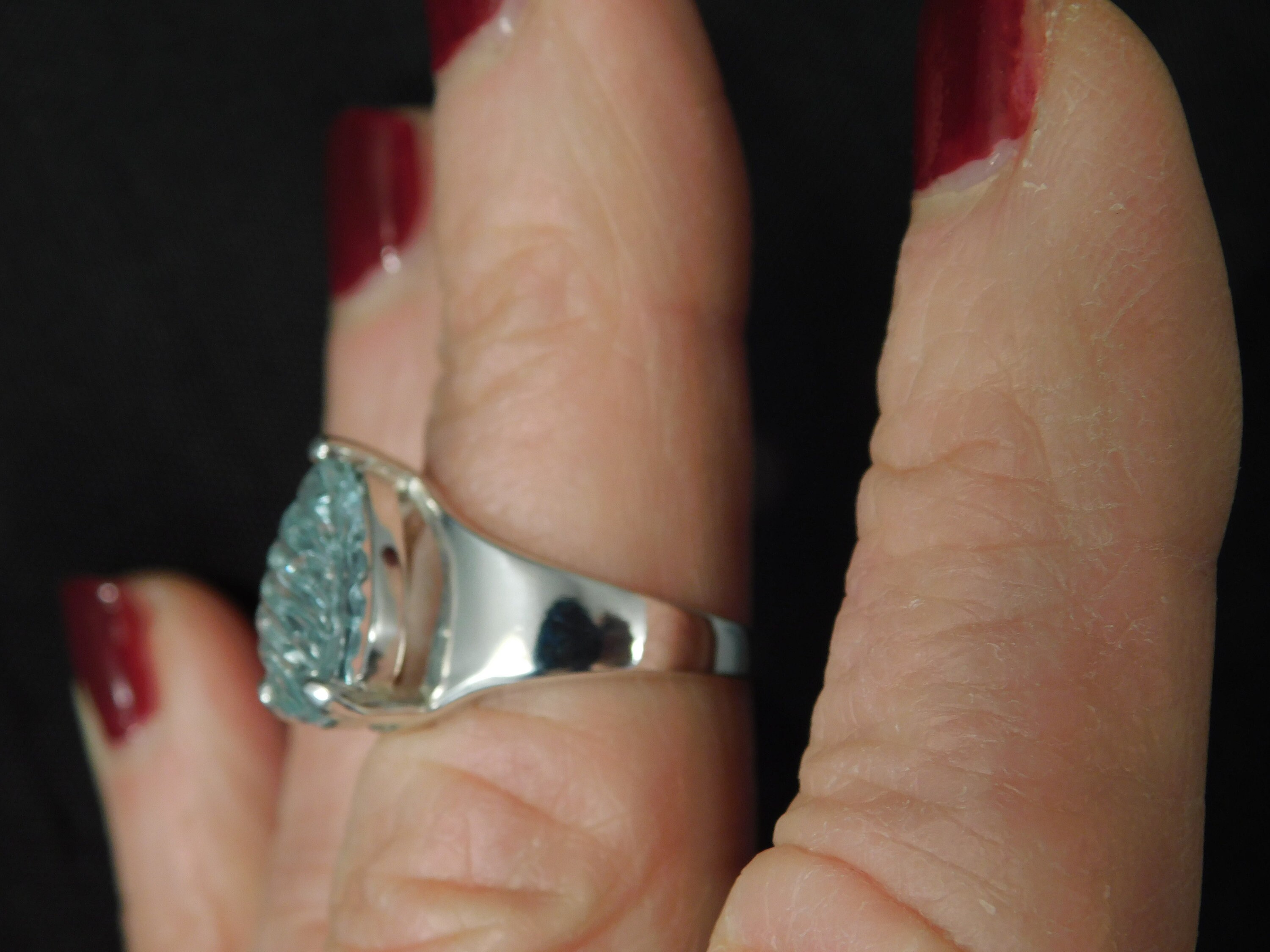 3.09 カラット ペア ハンドカービング アクアマリン リング ハイ