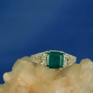 May Birthstone 1.78 ct. Square Cut Columbian Emerald Ring Art Deco Style Sterling Silver