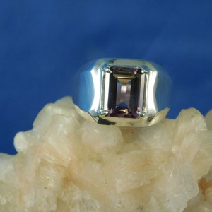2.65 ct. Emerald Cut Ametrine Ring High Polished Sterling Silver