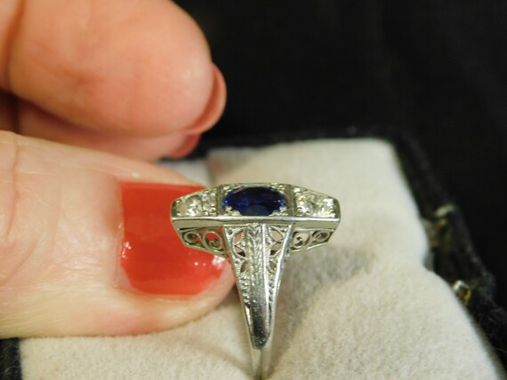 Estate .75 ct. Cushion Sapphire and Mine Cut Diam… - image 3