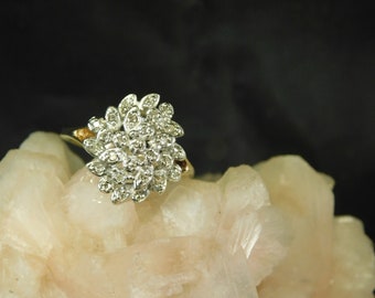 Vintage .20 ct. Diamond Cluster Ring 10k Solid Yellow and White Gold