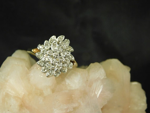 Vintage .20 ct. Diamond Cluster Ring 10k Solid Ye… - image 1