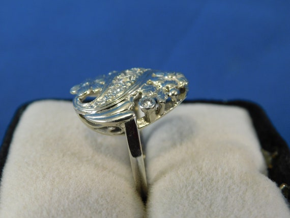 Antique Art Deco Diamond Ring 14k Solid White Gol… - image 7