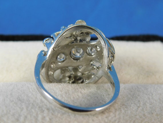 Antique Art Deco Diamond Ring 14k Solid White Gol… - image 4