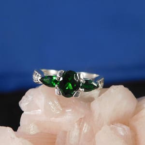 0.85 Ct. Chrome Diopside Three-Stone Ring Sterling Silver