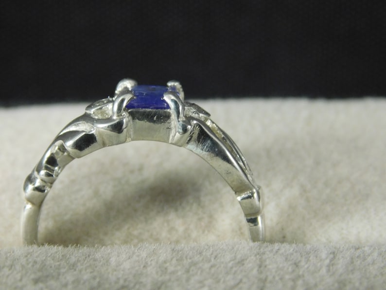 Cushion Tanzanite and White Topaz Ring Sterling Silver 0.61 ct