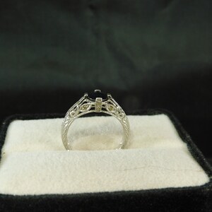 0.86 ct. Round Dark Blue Sapphire Engagement Ring Art Deco Setting Sterling Silver