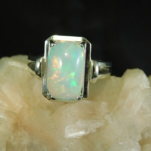 2.32 ct. Cushion Cabochon Opal Ring Simple Sterling Silver Setting
