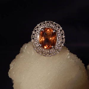 Vintage Style 2.81 Ct. Oval Faceted Orange  Citrine Sterling Silver Lacy Filigree Ring