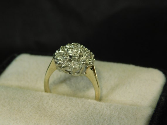 Vintage .20 ct. Diamond Cluster Ring 10k Solid Ye… - image 8