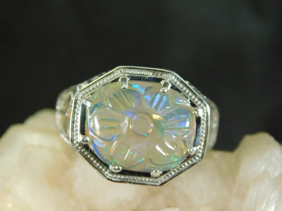 Carved opal ring deals