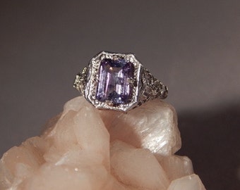 Vintage Style 2.38 Ct. Emerald Cut Tanzanite Sterling Silver Filigree Ring