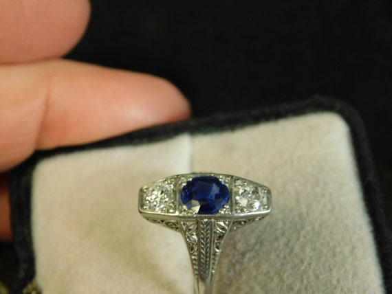 Estate .75 ct. Cushion Sapphire and Mine Cut Diam… - image 5