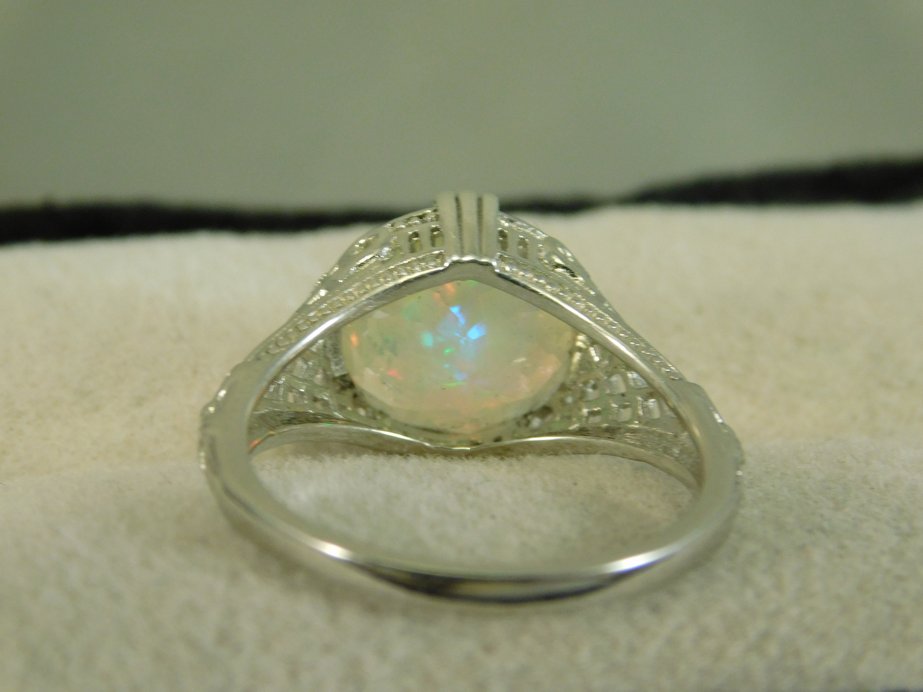 2.62 Ct. Round Faceted Opal Ring 1920's Style Sterling - Etsy UK