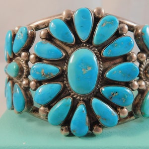 Pulsera de plata de ley con múltiples piedras y turquesa Old Pawn