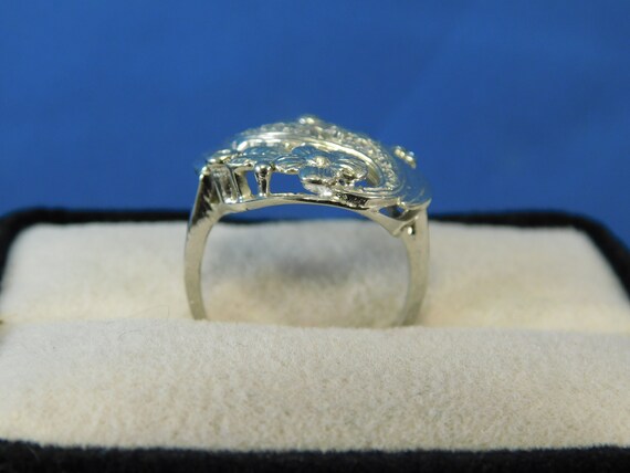 Antique Art Deco Diamond Ring 14k Solid White Gol… - image 5