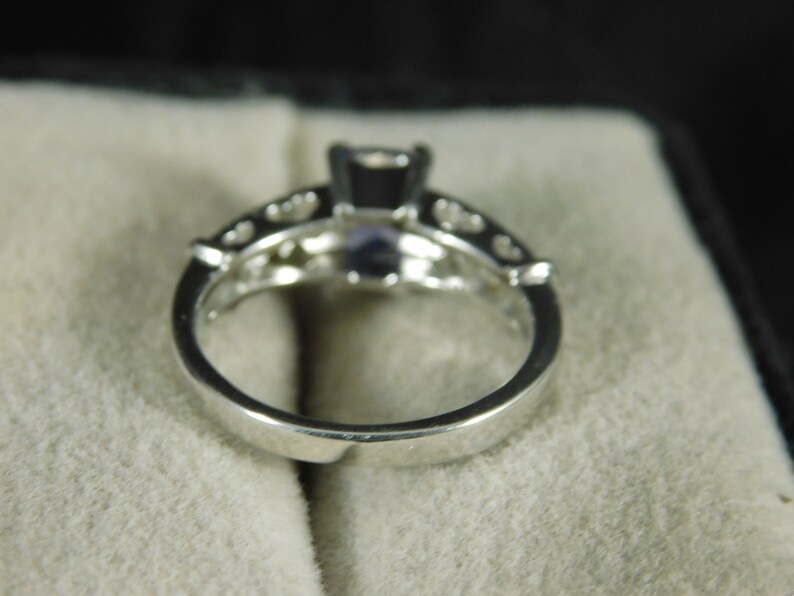 Cushion Tanzanite and White Topaz Ring Mid-Century Style Sterling Silver 0.85 ct