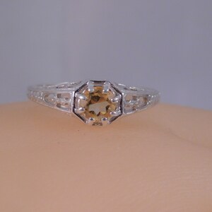 0.51 ct. Round Citrine Ring 1920&#39;s Style Sterling Silver Filigree