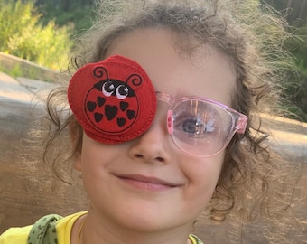 Marienkäfer Augenklappe für Brillen, Amblyopie Behandlung, wiederverwendbare Filzpatches