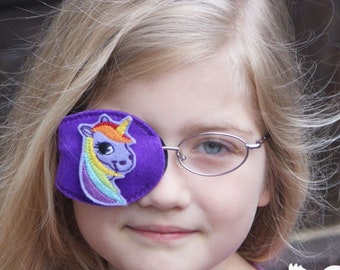 Einhorn Augenklappe für Brillen, handgemachter Orthoptik Amblyopie Patch