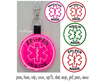 Auf Bestellung handgefertigte Charm-Anhänger für medizinische Alarmtaschen, Epi-Pen, Insulin, Allergiebewusstsein