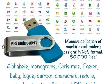 Umfangreiche Stickdateien Sammlung auf einem USB Stick im PES Format für Brother Stickmaschinen