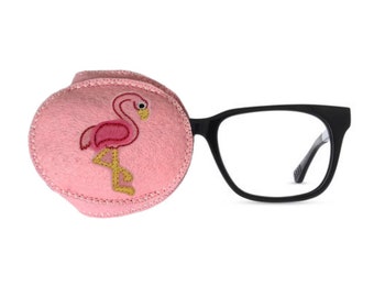 Flamingo Augenklappe für Brillen, Amblyopie-Behandlung, wiederverwendbarer Filz