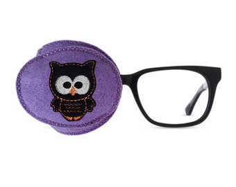 Felt Eye Patch for Glasses, Amblyopia Treatment, Black Owl Design