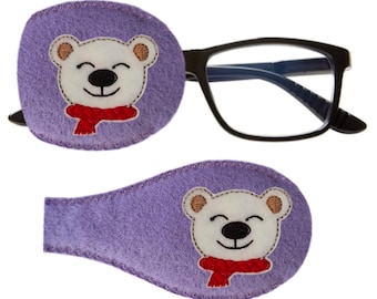 Kinder und Erwachsene handgemachte Orthopädische Überbrille Augenklappe für Lazy Eye Amblyopie Behandlung Süßer Bär Design