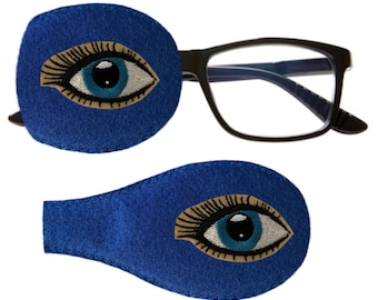 Pocket Eye Patch for Glasses – Amblyopia, Strabismus, Double Vision – Orthoptic, for Kids & Adults – Embroidered Design – Fits Over Frames