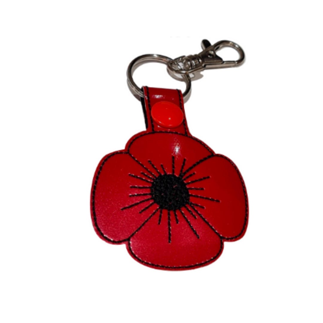 Handmade Poppy Key Fob – Embroidered Red Vinyl Flower Keychain - Etsy UK