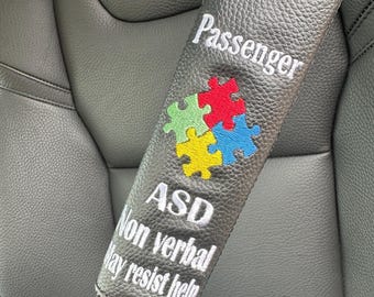 Personalisierte maßgeschneiderte faux Leder Auto Gürtel Abdeckung medizinische Warnung Epilepsie, Krampfanfälle