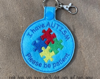 Autismus Bewusstsein Schlüsselanhänger, bitte haben Sie Geduld