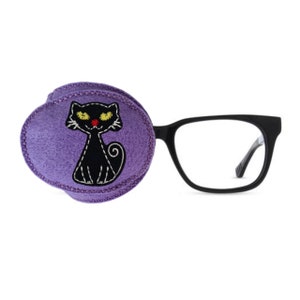 Patch orthoptique pour les yeux pour enfants ou adultes pour amblyopie, traitement par occlusion des yeux paresseux, fait main, en feutre, réutilisable, chat noir