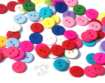 Bunte Kunststoffknöpfe, rund 2-Loch, 15 mm zum Nähen & Basteln