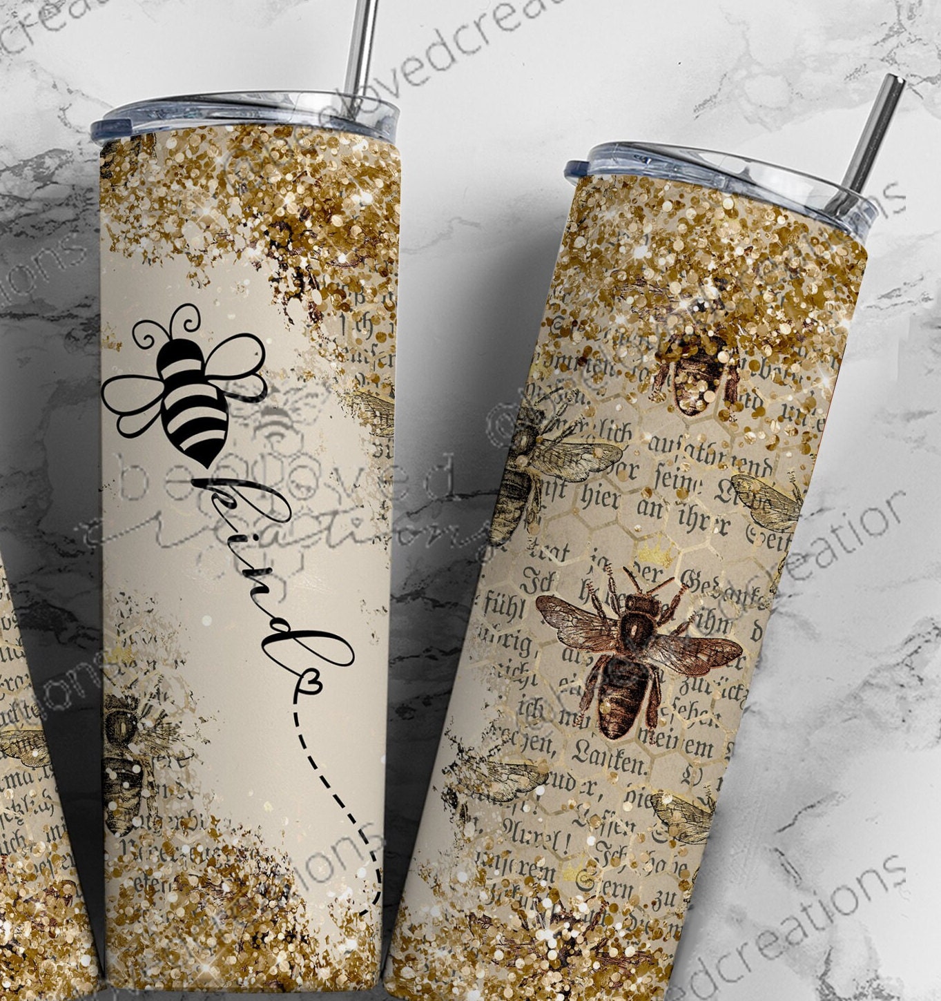 Bee Tumbler Wrap 40 oz Quencher, Sublimation Design