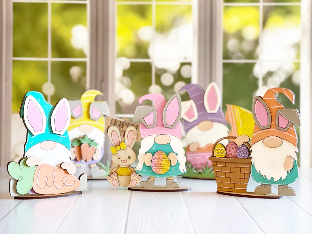 Gnomes Easter Wood Mini - 6 Inches Tall - Handpainted Easter Bunny Egg ...