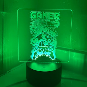 LED Gamer Night Light - Desk Decoration - Gaming - Controller Computer Icon Teens Gift