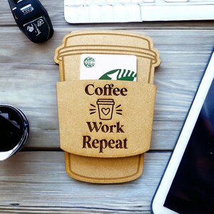 Work or Co-worker Appreciation Gifts - Coffee Gift Card Holder Wood Coffee Lover Birthday Present Workforce CEO Mug Latte