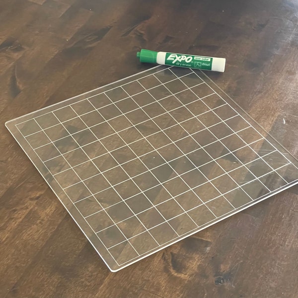 Dry Erase Clear Acrylic Graph Paper Board 1 x 1” boxes and 10 x 10 Size -Boxes Tracing Mat Math Learning Education Checkard