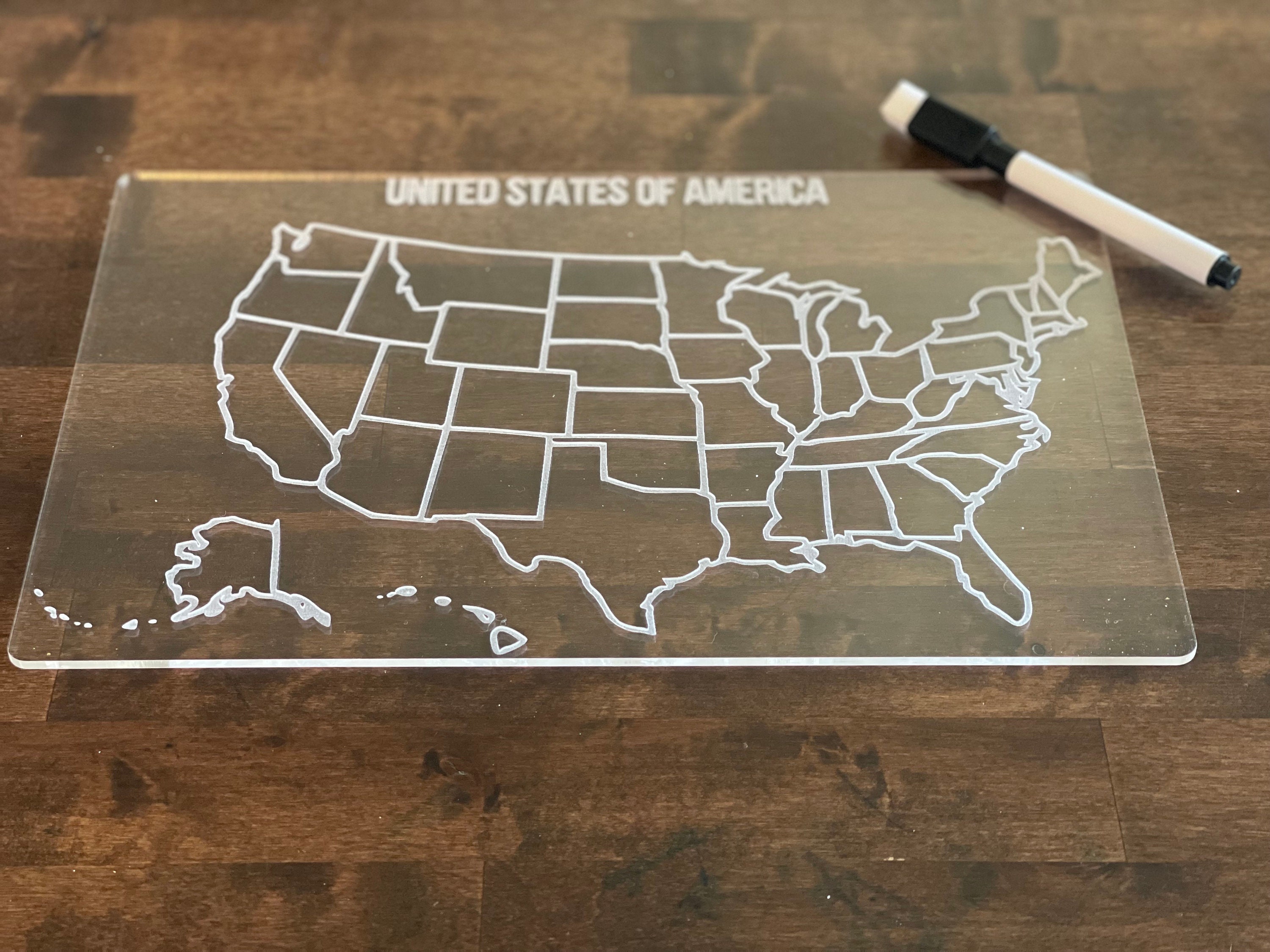 United States of America USA Acrylic Map Board for Learning - Kids ...