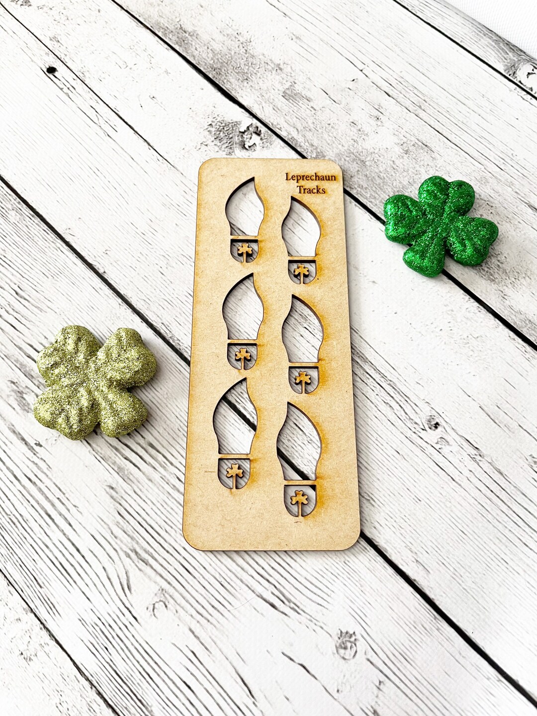 Wooden Leprechaun Footprint Stencil Tracks St. Patricks Day Pattys Feet