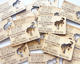 Buck Buck Bronco Wood Tags - Vehicle Car Truck - Pony Horse BuckYeah - Gift Giving Surprise Tag - You’ve Been Bucked Plate Sport