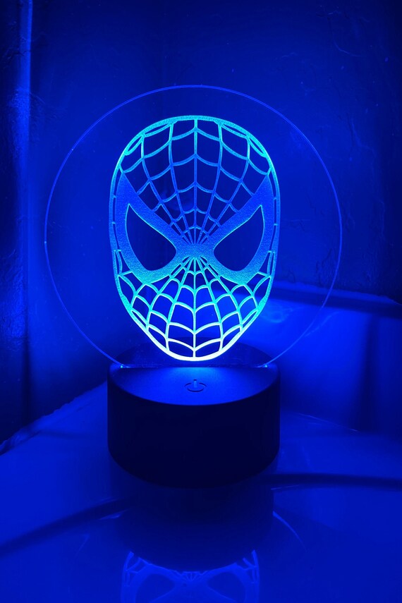 Handmade nightlight Personalized Spiderman Head Superhero LED Night Light 